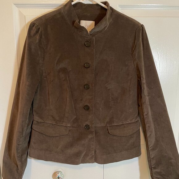 NWT Loft size 10 chocolate brown velvet blazer with pockets - Picture 1 of 7